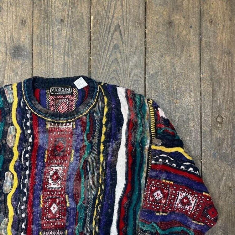 Macaroni Le Collezioni Jumper Cosby Knit Striped Sweater, Multi, Mens Large 2