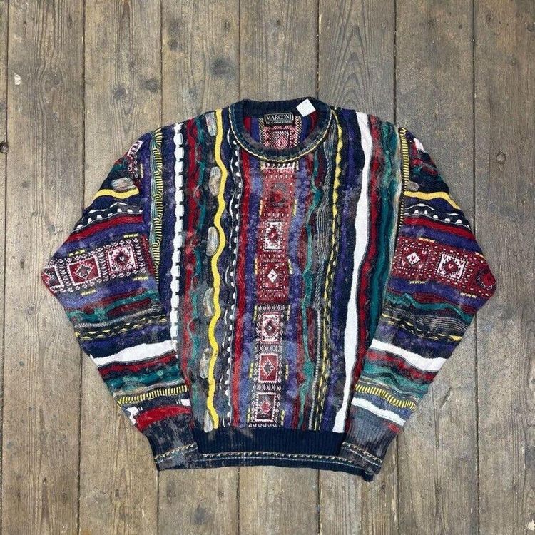 Macaroni Le Collezioni Jumper Cosby Knit Striped Sweater, Multi, Mens Large