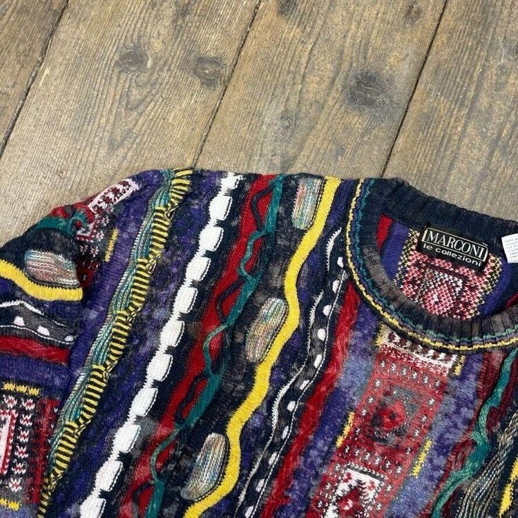 Macaroni Le Collezioni Jumper Cosby Knit Striped Sweater, Multi, Mens Large 7