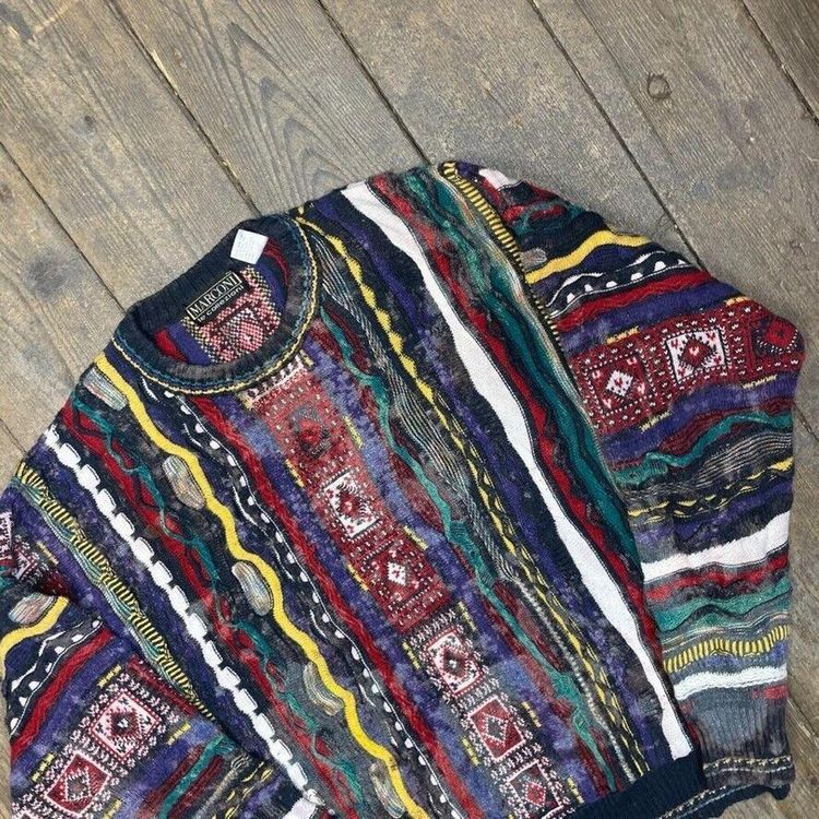 Macaroni Le Collezioni Jumper Cosby Knit Striped Sweater, Multi, Mens Large 3