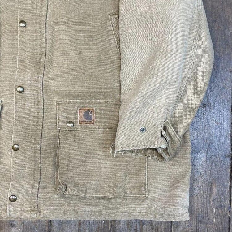 Carhartt Chore Jacket Carpet Lined Full-Zip Cord Collar Coat, Beige, Mens 2XL 4