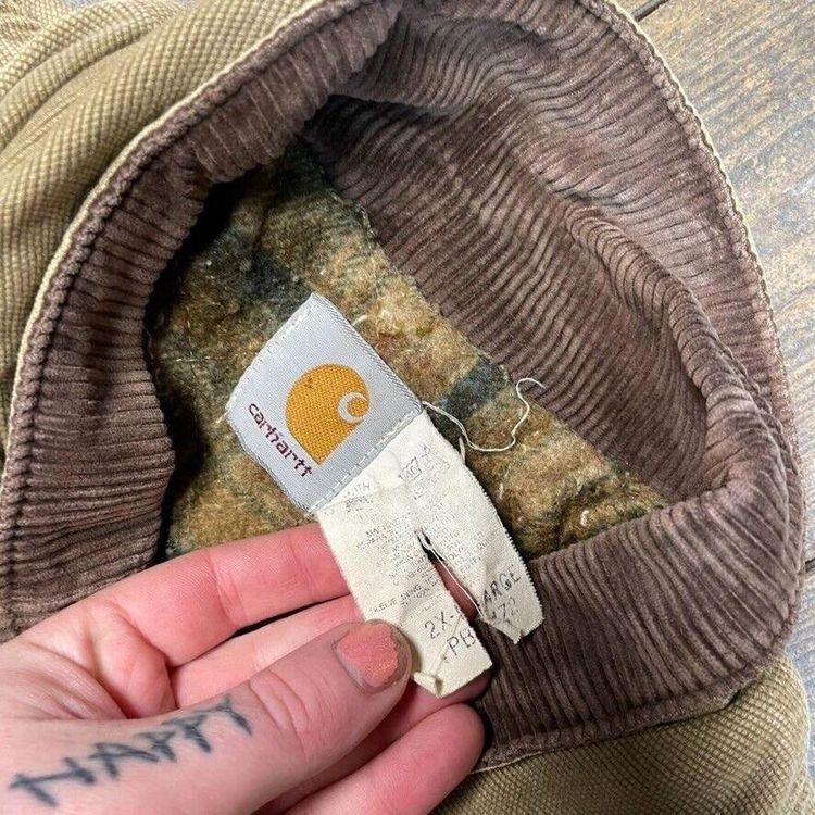 Carhartt Chore Jacket Carpet Lined Full-Zip Cord Collar Coat, Beige, Mens 2XL 7
