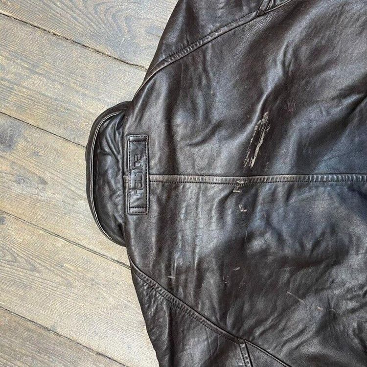Nautica Leather Jacket 90s USA Vintage Full Zip Bomber Coat, Brown, Mens 2XL 8
