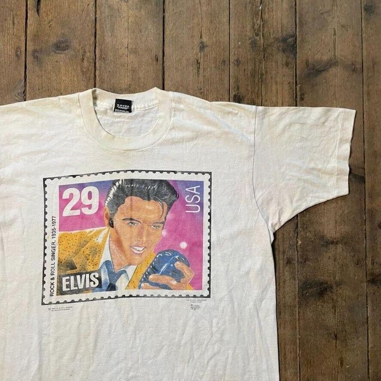 Vintage T-Shirt Elvis Music 90s Graphic Single Stitch Tee, White Mens 2XL 3