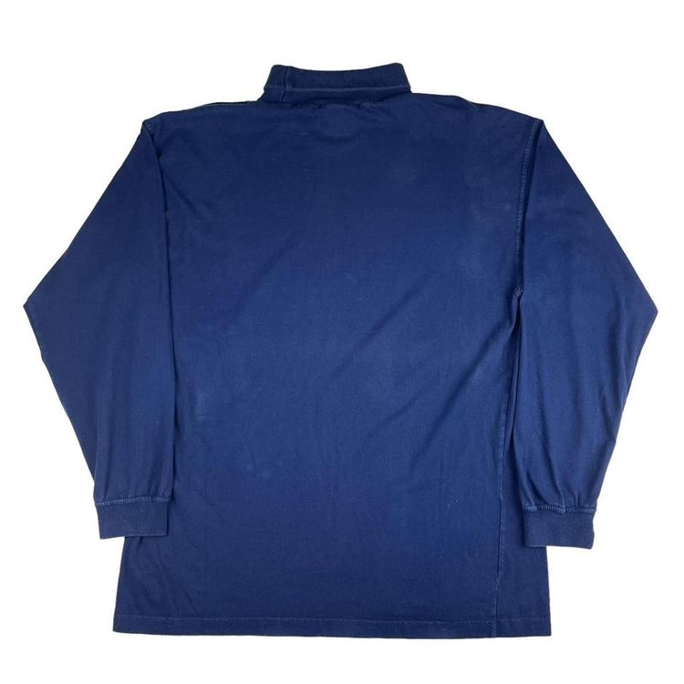 90s Vintage Adidas Embroidered Turtle Neck Long Sleeve Tee Navy Blue Large 3
