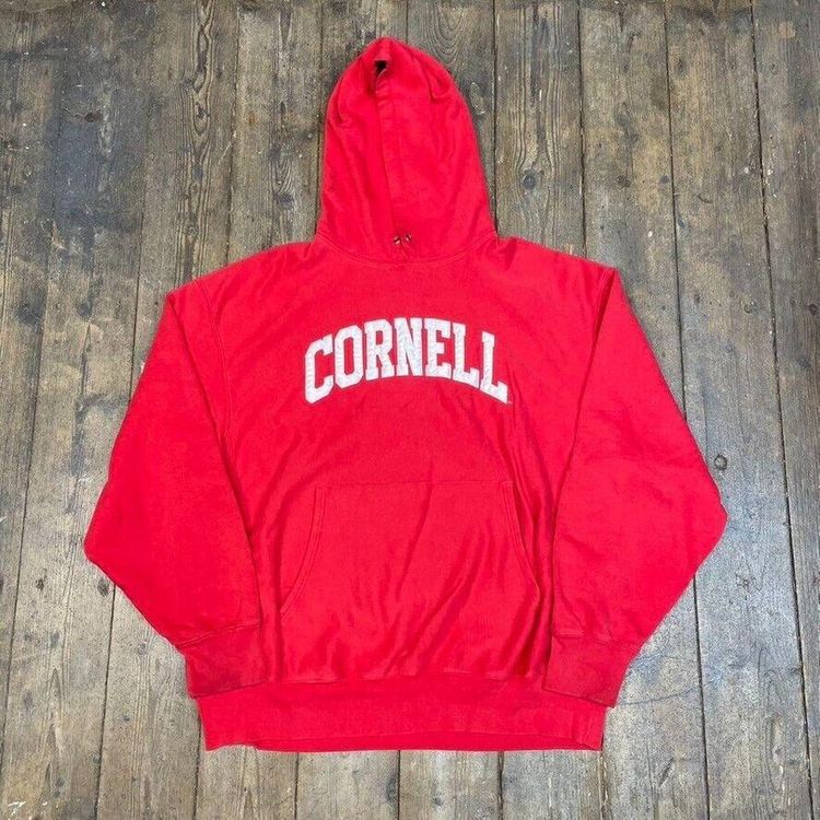 Champion Hoodie Cornwell Pull Over College Sports Sweatshirt, Red, Mens XL