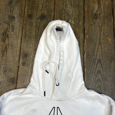 Reebok Hoodie Spellout Vintage Sports Sweatshirt, White, Mens Large 6