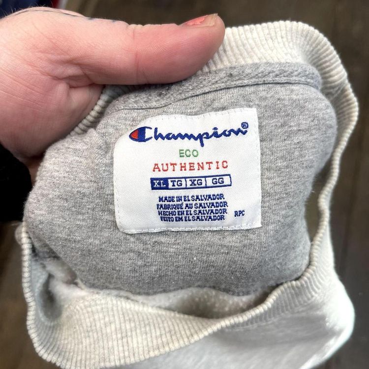 Champion Sweatshirt Pull Over Blank Y2K Sports Jumper, White, Mens XL 7