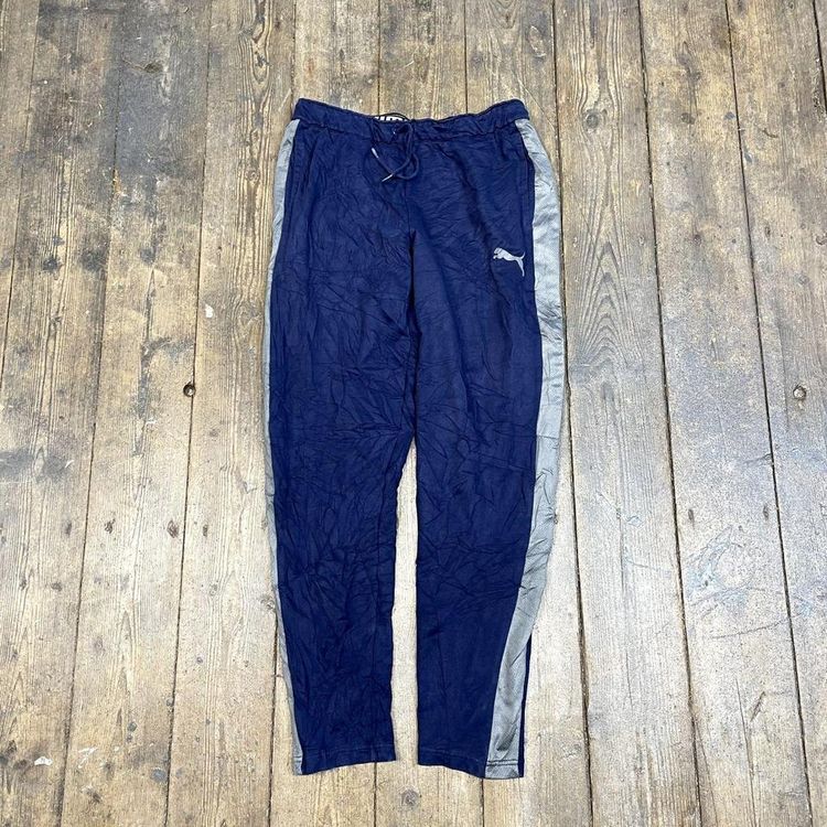 Puma Tracksuit Bottoms Y2K Vintage Sports Joggers, Navy Blue, Mens Medium