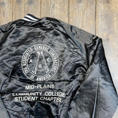Vintage Bomber Jacket Satin USA Baseball 90s Sports Coat Black Mens Large 8