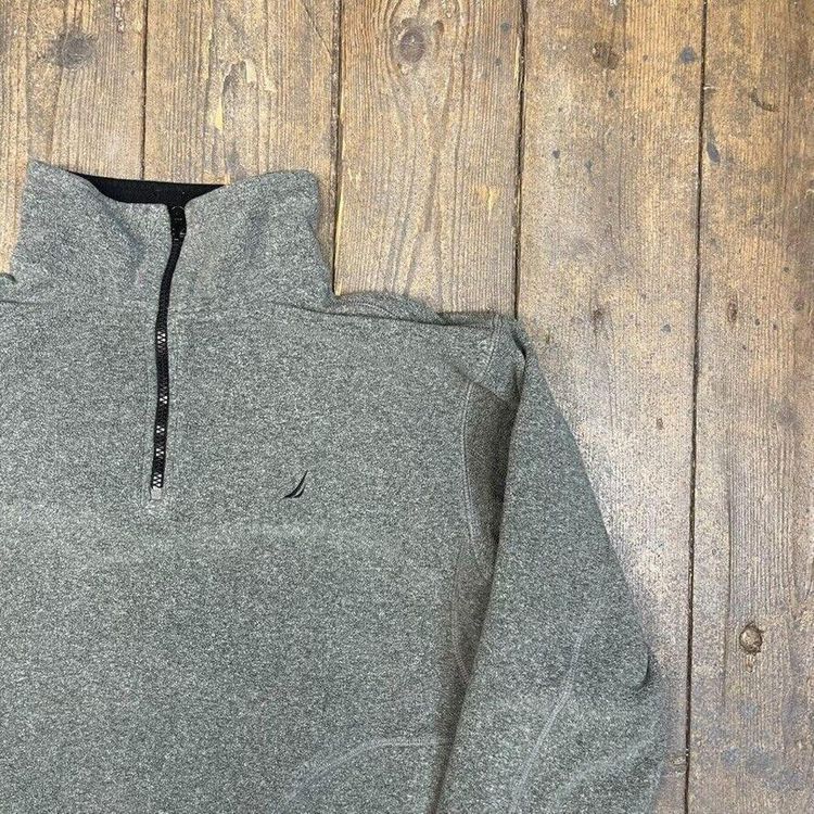 Nautica Fleece Y2K Vintage Half-Zip Outdoor Jacket, Dark Grey, Mens Medium 2