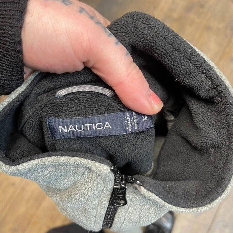 Nautica Fleece Y2K Vintage Half-Zip Outdoor Jacket, Dark Grey, Mens Medium 8