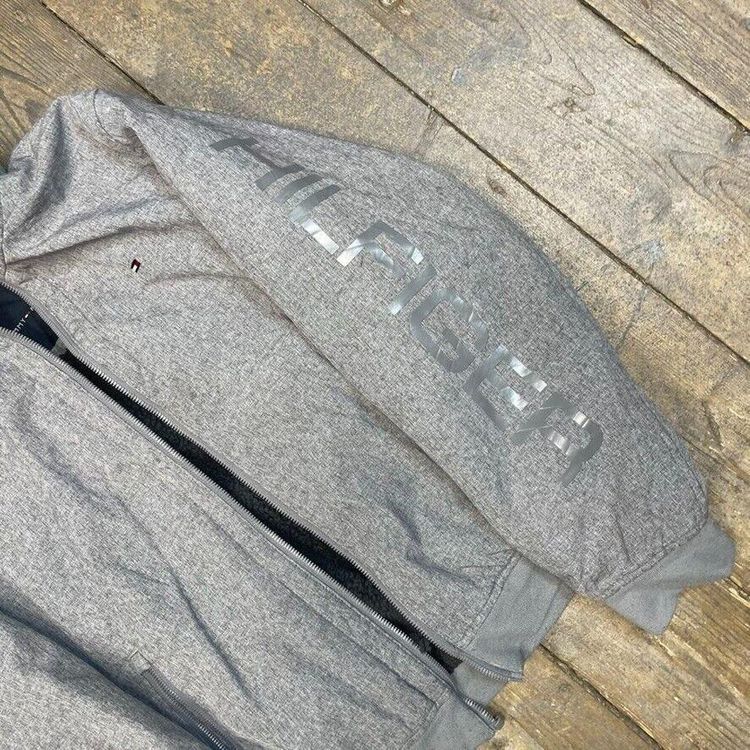 Tommy Hilfiger Rain Coat Y2K Sherpa Lined Full Zip Jacket, Grey, Mens Small image 5