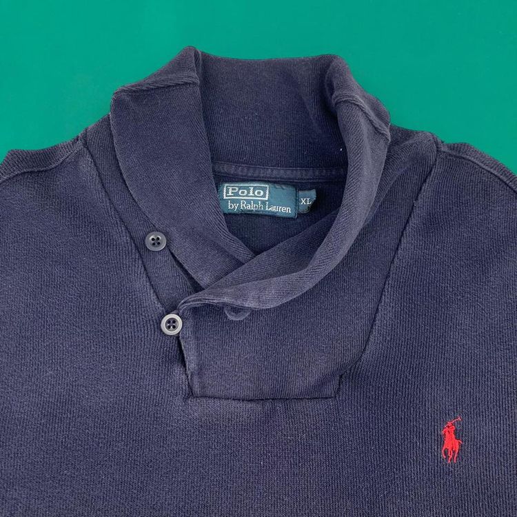 Ralph Lauren Vintage 90s Embroidered Cowl Neck Jumper Blue XL 2