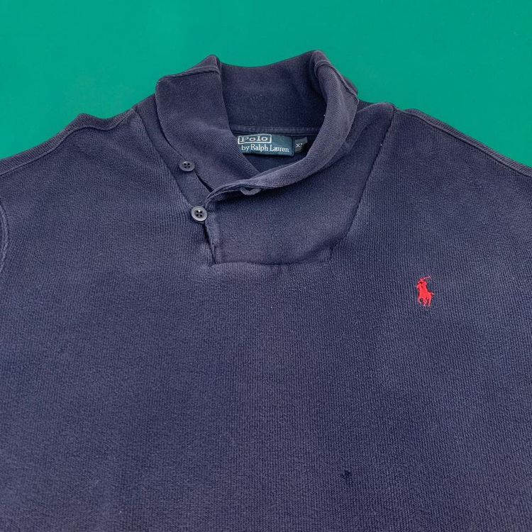 Ralph Lauren Vintage 90s Embroidered Cowl Neck Jumper Blue XL 3