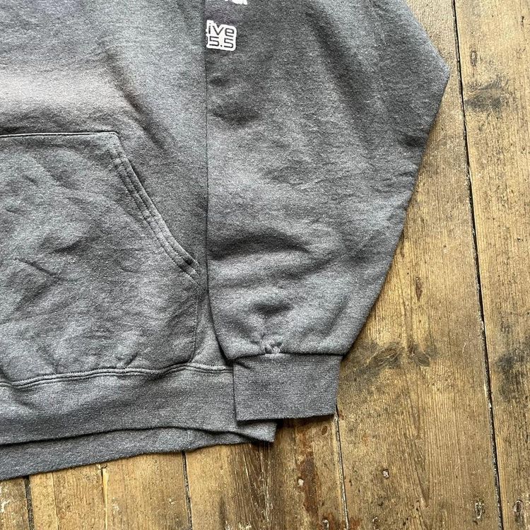 Adidas College Hoodie Spellout Y2K Sports Sweatshirt, Grey, Mens Large 4