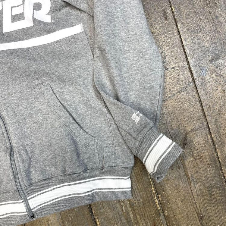 Starter Hoodie Y2K Full Zip Vintage Sports Sweatshirt, Grey, Mens Small image 4