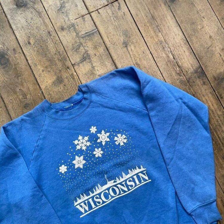 Wisconsin Y2K Pull Over Sports College Sweatshirt, Blue, Womens Large 3