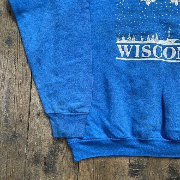 Wisconsin Y2K Pull Over Sports College Sweatshirt, Blue, Womens Large 5