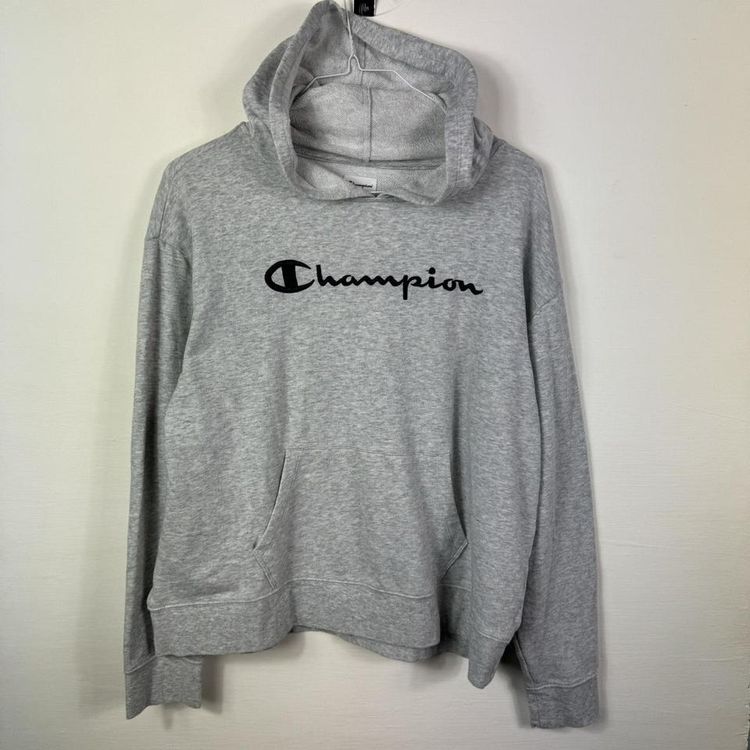 Champion spellout hoodie grey image 1
