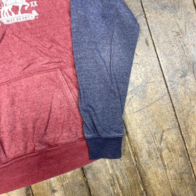 Levis Hoodie Spellout Y2K Pull Over Sports Sweatshirt, Red Blue, Mens Medium 5