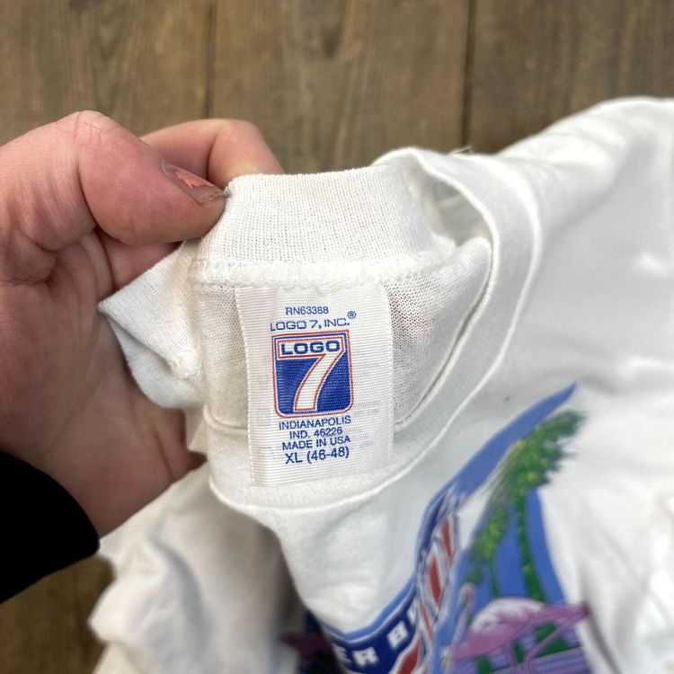 NFL Super bowl T-Shirt FLorida USA Graphic 80s Sports Tee, White, Mens XL 7