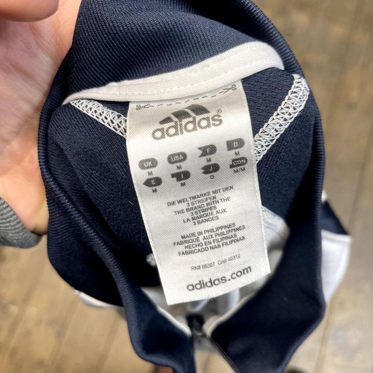 Adidas Sweatshirt Half Zip Y2K Sports Jumper, White Blue, Mens Medium 8
