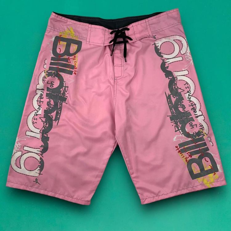 Billabong Graphic Spellout Board Shorts Swimming Swim Trunks Pink W34 image 1