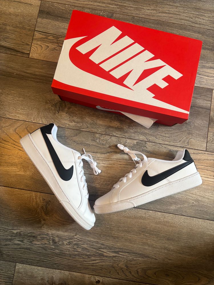 Nike White Sneakers With Black Swoosh
