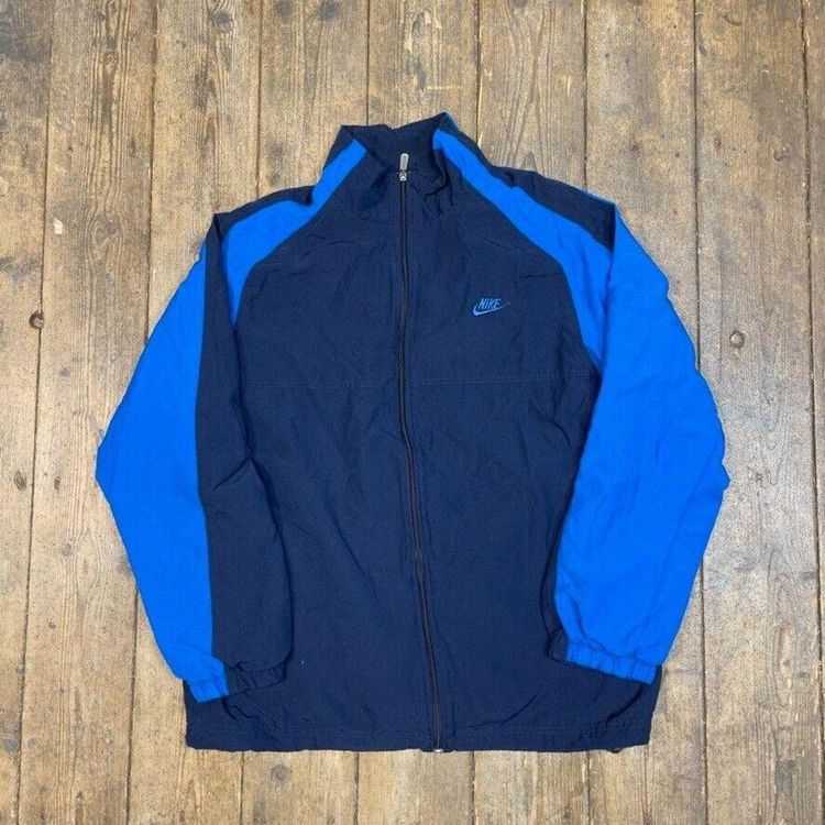 Nike Track Jacket Y2K Swoosh Sports Full-Zip Windbreaker, Navy, Mens XL image 1