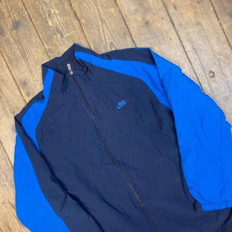 Nike Track Jacket Y2K Swoosh Sports Full-Zip Windbreaker, Navy, Mens XL image 3