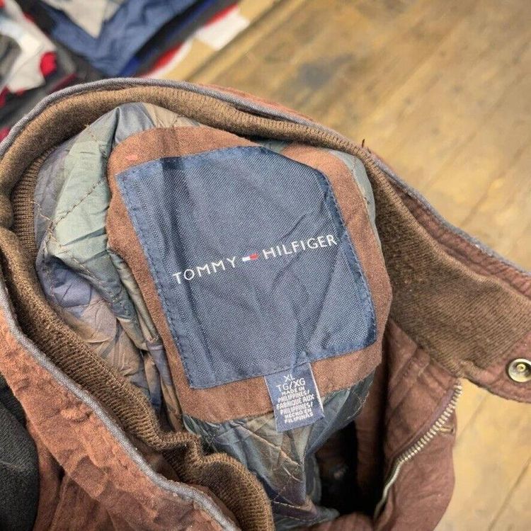 Tommy Hilfiger Over Coat Y2K Full Zip Quilt Lined Jacket, Brown, Mens XL image 8
