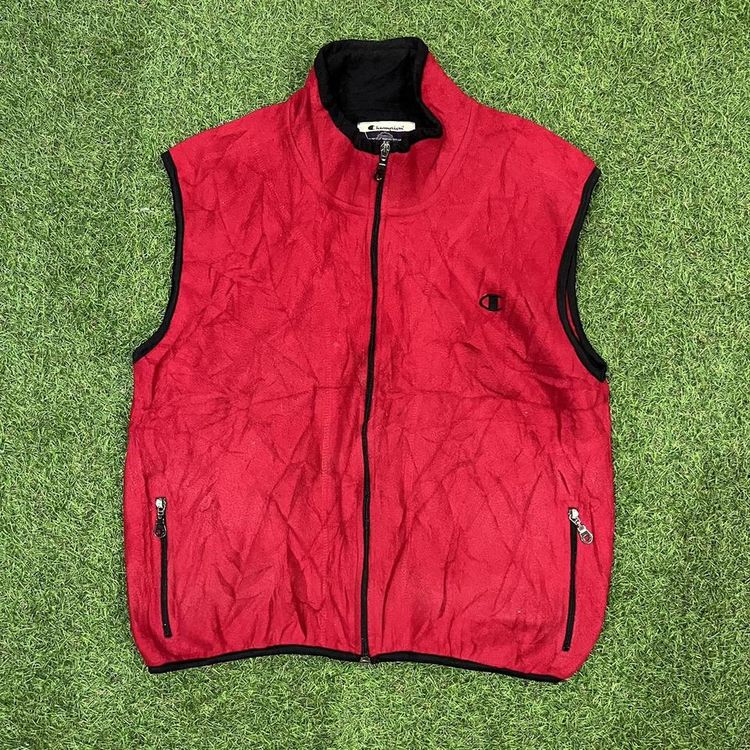 Red Vintage Champion fleece body warmer image 1