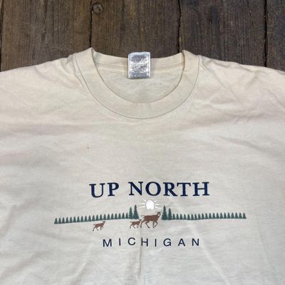 Vintage Fruit of the Loom Michigan Graphic Single Stitch Tee, Beige, Mens XL 3