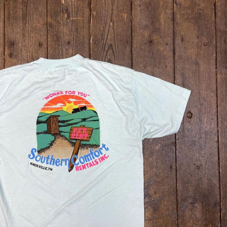 Vintage Graphic T-Shirt Southern Comfort Single Stitch Tee, Blue Mens Large 2