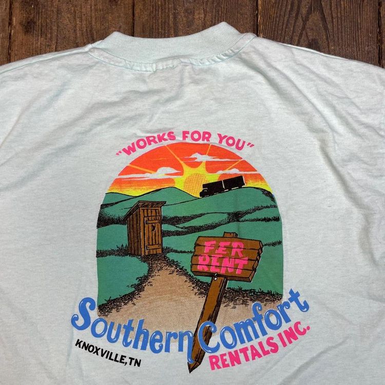 Vintage Graphic T-Shirt Southern Comfort Single Stitch Tee, Blue Mens Large 3