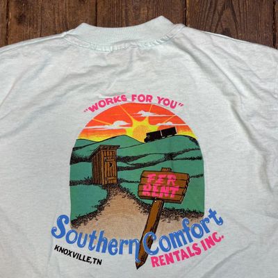 Vintage Graphic T-Shirt Southern Comfort Single Stitch Tee, Blue Mens Large 3