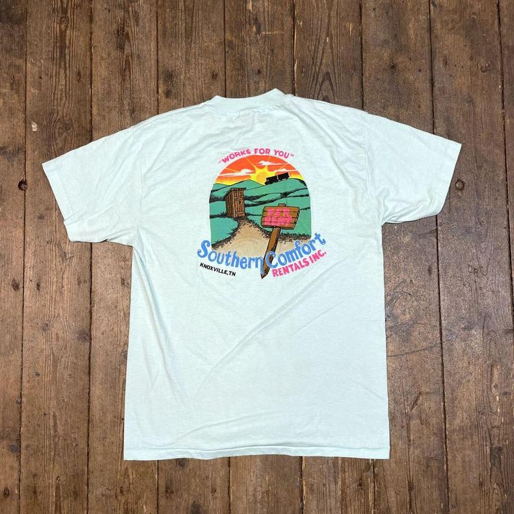 Vintage Graphic T-Shirt Southern Comfort Single Stitch Tee, Blue Mens Large
