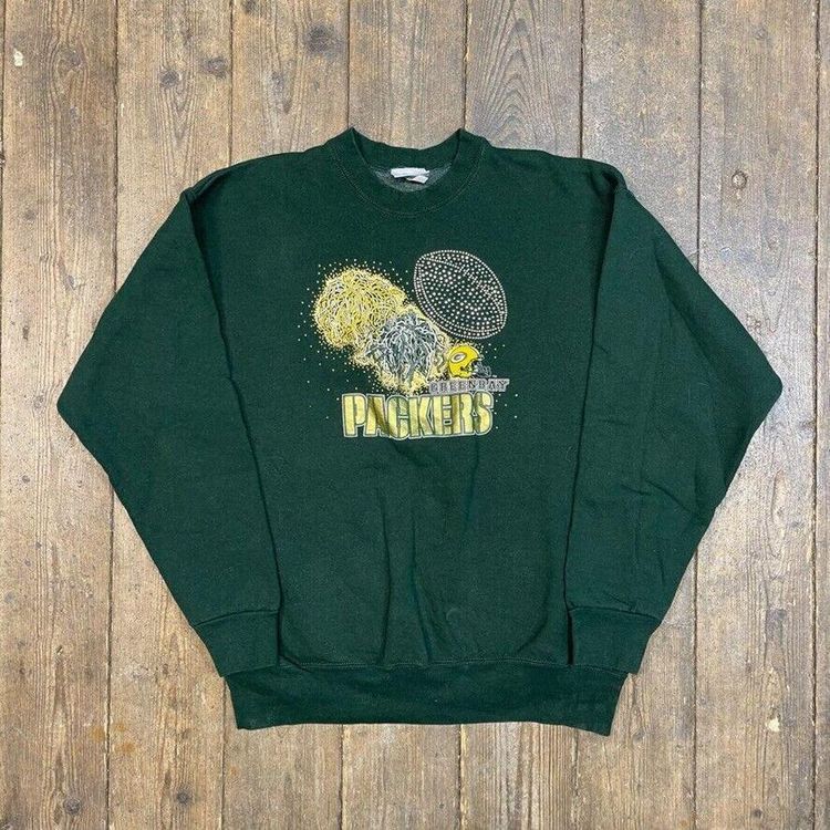 NFL Spellout Y2K Green Bay Packers Sweatshirt, Green, Mens XL