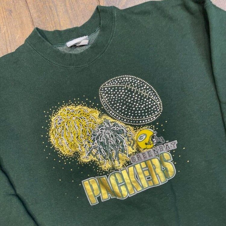 NFL Spellout Y2K Green Bay Packers Sweatshirt, Green, Mens XL 4