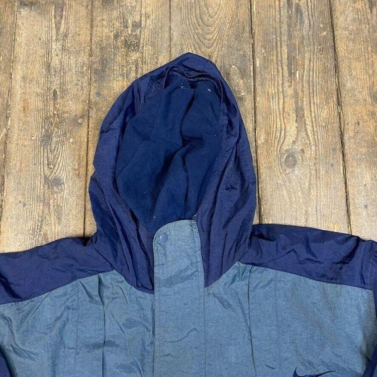 Nike Rain Jacket Full Zip Vintage 90s Swoosh Parka Coat, Blue, Mens 2XL 7