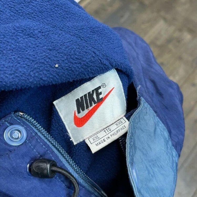 Nike Rain Jacket Full Zip Vintage 90s Swoosh Parka Coat, Blue, Mens 2XL 8