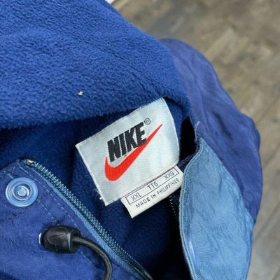 Nike Rain Jacket Full Zip Vintage 90s Swoosh Parka Coat, Blue, Mens 2XL 8