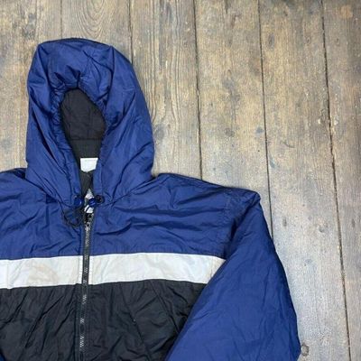 Adidas Rain Jacket 90s Vintage Fleece Lined Sports Coat, Navy, Mens Medium 2