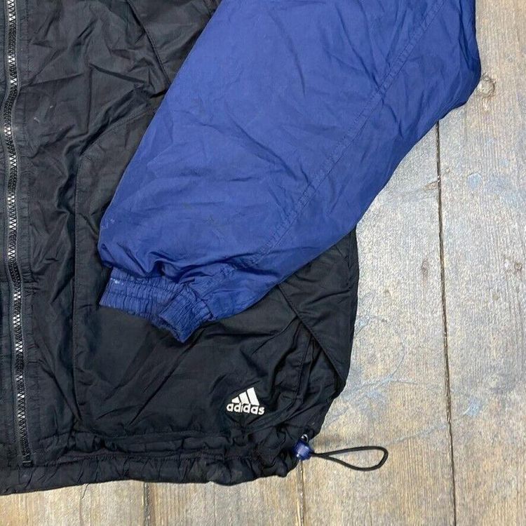 Adidas Rain Jacket 90s Vintage Fleece Lined Sports Coat, Navy, Mens Medium 4