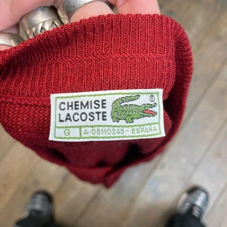 Lacoste Chemise Jumper Knit 90s Vintage USA Button Up Cardigan, Red, Mens XL image 8