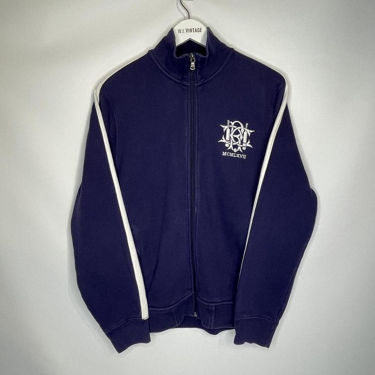 Polo Ralph Lauren Y2K vintage Ralph Lauren Mens zip through jumper in blue embroidered logo size medium - amazing qual product image