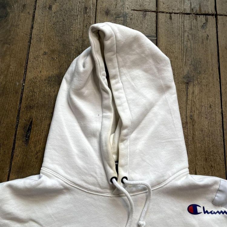 Champion Hoodie Pull Over Spellout Sports Sweatshirt, White, Mens XL 6