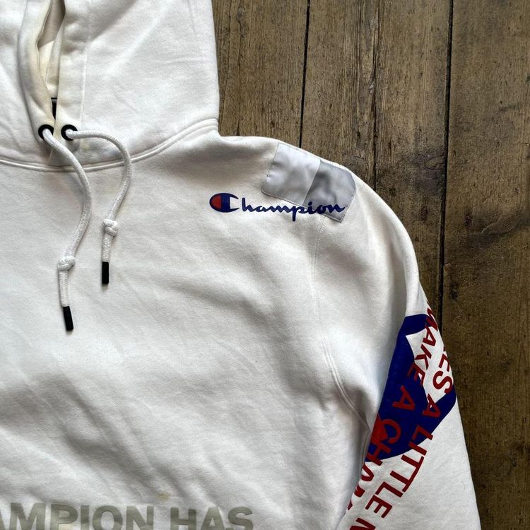 Champion Hoodie Pull Over Spellout Sports Sweatshirt, White, Mens XL 3