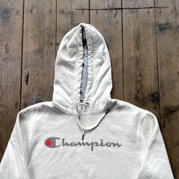 Champion Hoodie Pull Over Spellout Sports Sweatshirt, White, Mens Small image 2